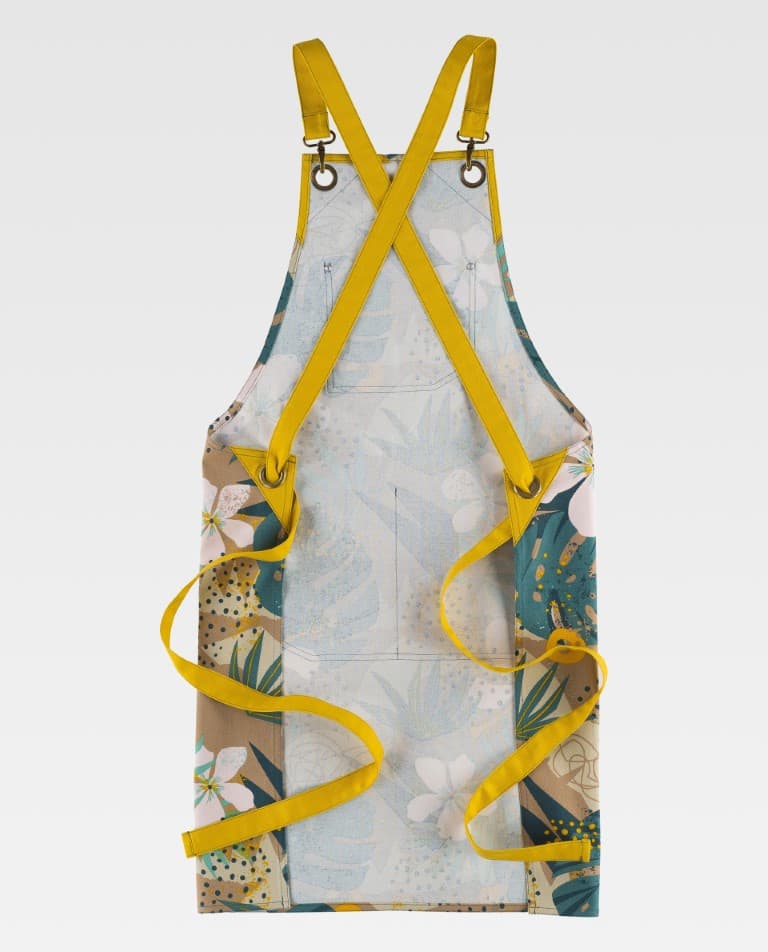 Delantal Workteam M756 Estampado Hojas Tropicales / Mostaza