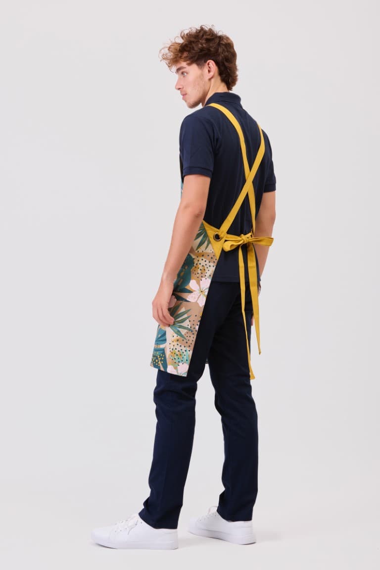 Delantal Workteam M756 Estampado Hojas Tropicales / Mostaza