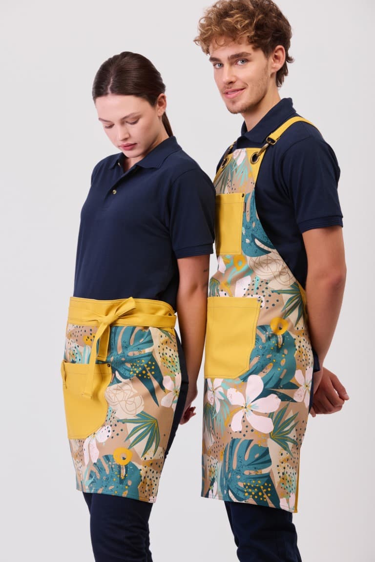 Delantal Workteam M756 Estampado Hojas Tropicales / Mostaza