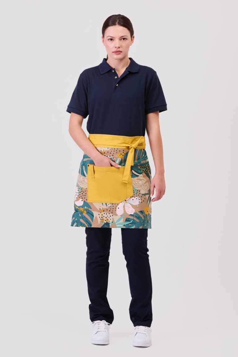 Delantal Workteam M757 Estampado Hojas Tropicales / Mostaza