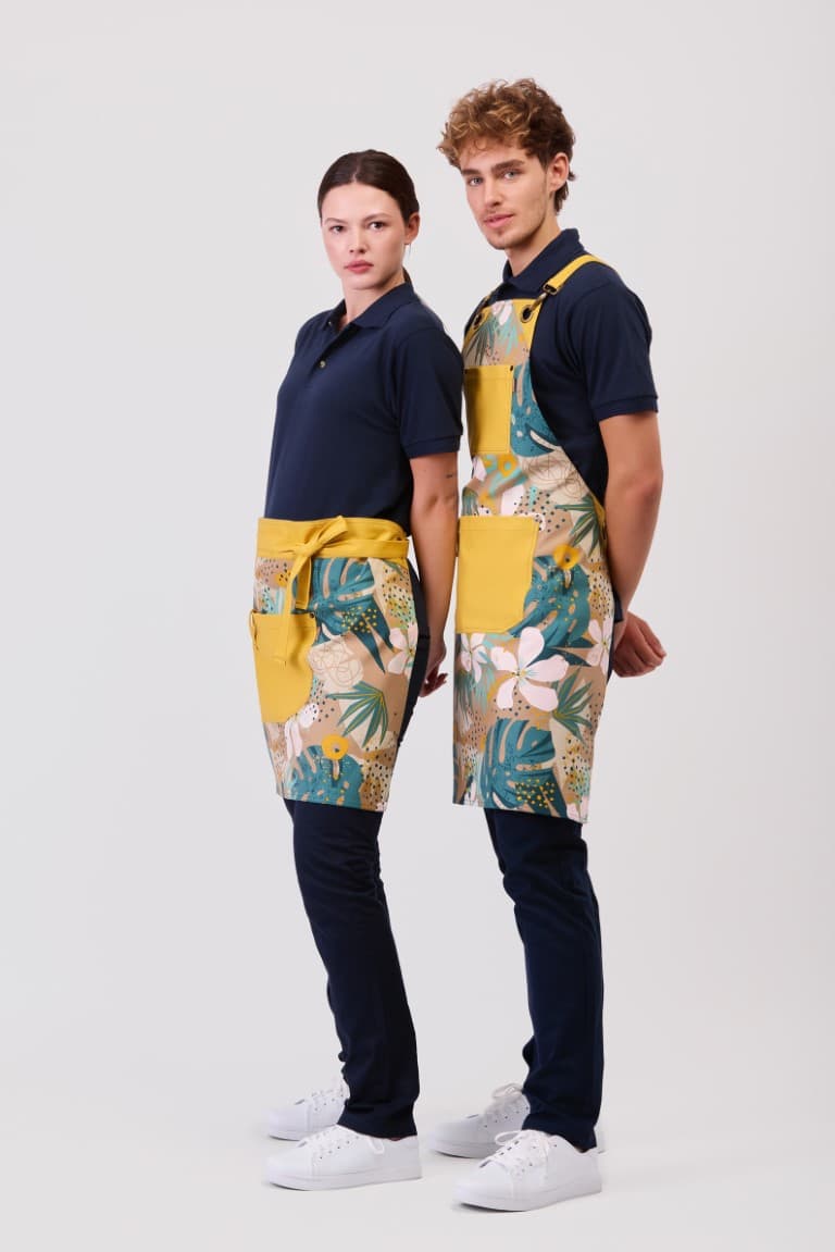 Delantal Workteam M757 Estampado Hojas Tropicales / Mostaza