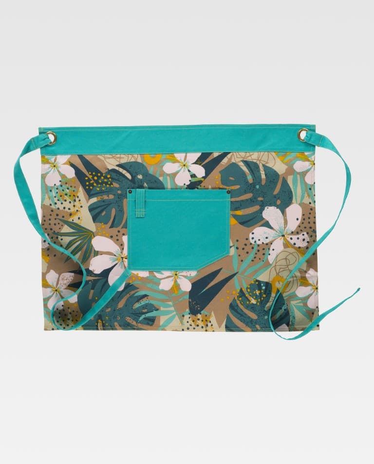 Delantal Workteam M757 Estampado Hojas Tropicales / Turquesa