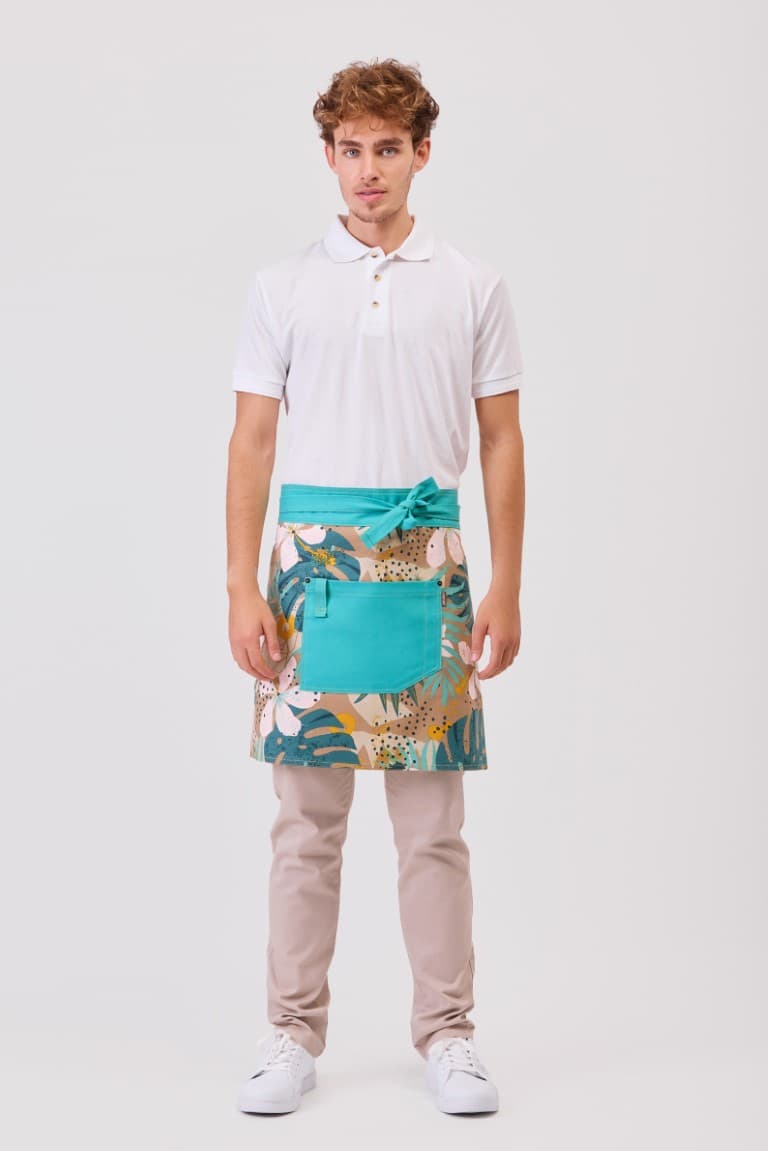 Delantal Workteam M757 Estampado Hojas Tropicales / Turquesa