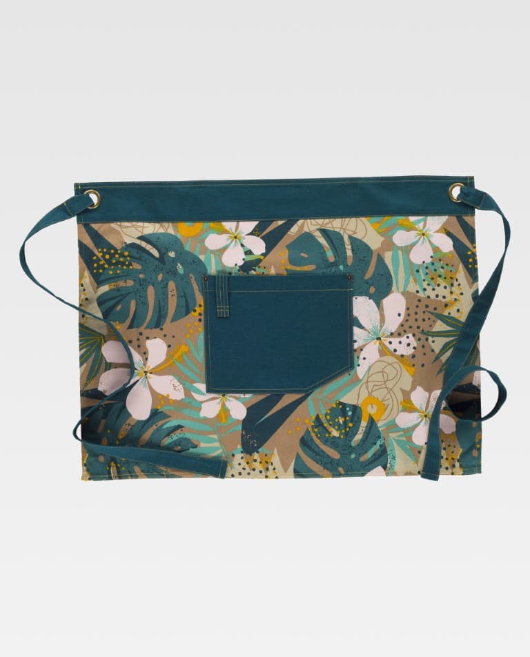 Delantal Workteam M757 Estampado Hojas Tropicales / Verde Oscuro