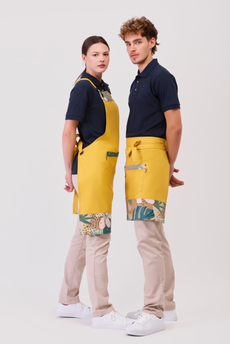 Delantal Workteam M758 Mostaza / Estampado Hojas Tropicales