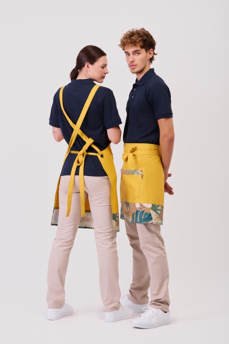 Delantal Workteam M759 Mostaza / Estampado Hojas Tropicales