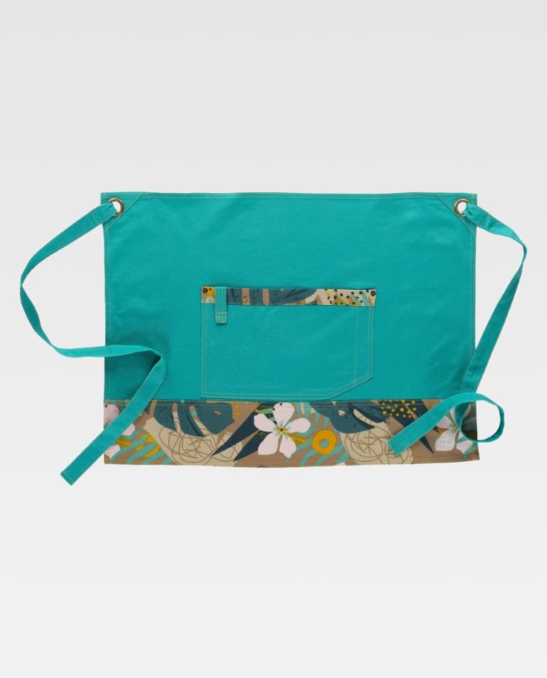 Delantal Workteam M759 Turquesa / Estampado Hojas Tropicales