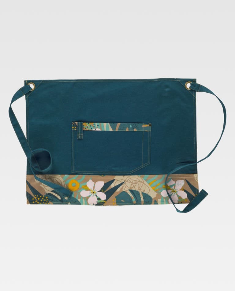 Delantal Workteam M759 Verde Oscuro / Estampado Hojas Tropicales