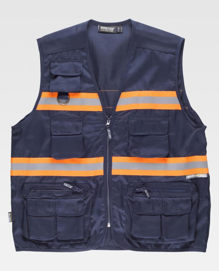 Chaleco Workteam S3136 Marino / Naranja Flúor