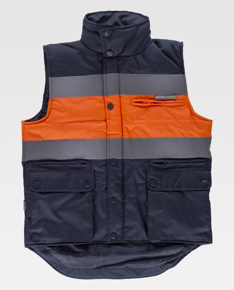 Chaleco Workteam S4032 Marino / Naranja Flúor
