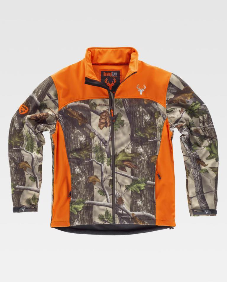 Workshell Workteam S8665 Camuflaje Bosque Verde / Naranja Flúor