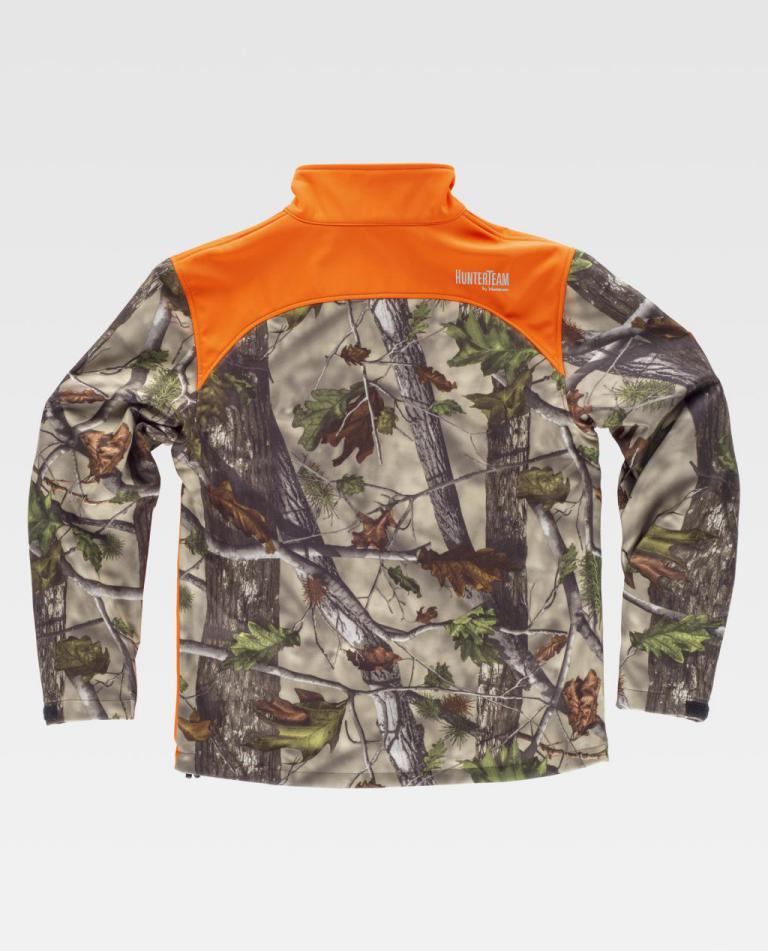 Workshell Workteam S8665 Camuflaje Bosque Verde / Naranja Flúor