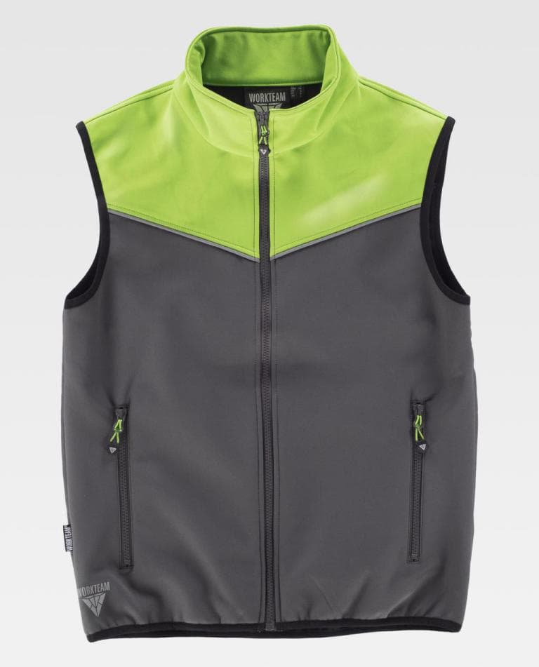 Chaleco Workteam S9316 Gris / Verde Lima