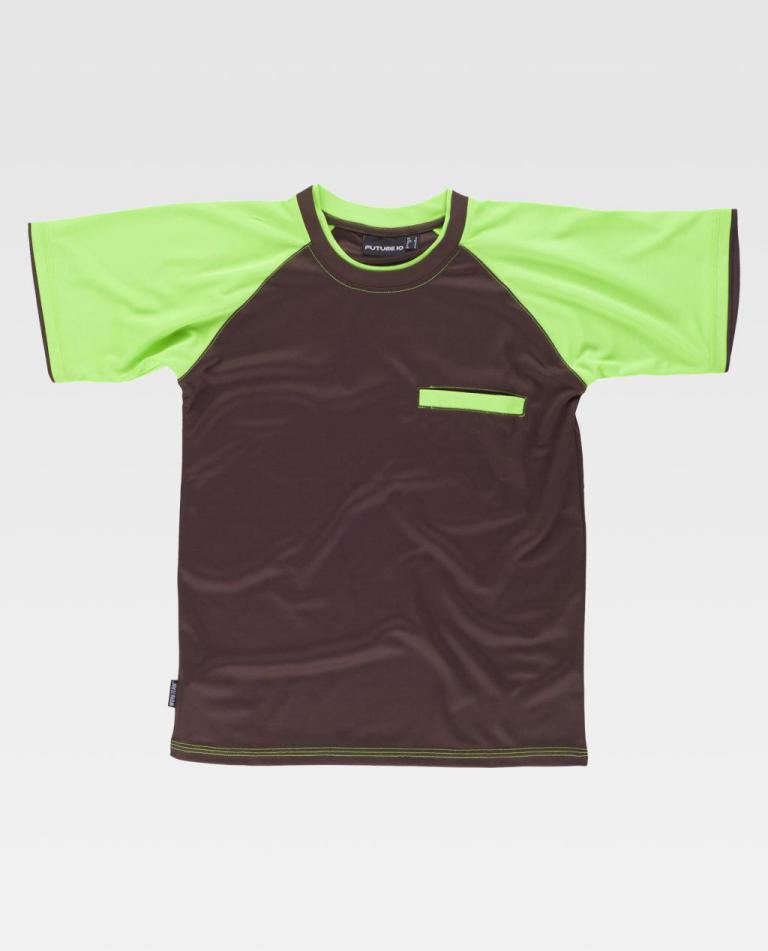 Camiseta Workteam WF1016 Marrón / Verde Lima