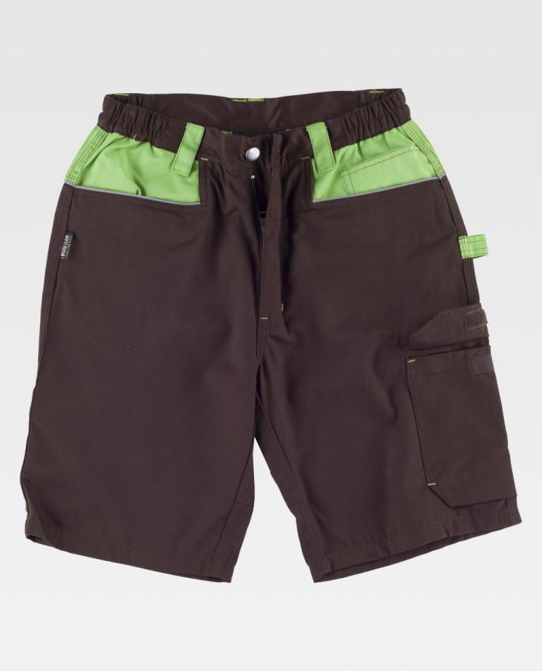 Bermuda Workteam WF1017 Marrón / Verde Lima