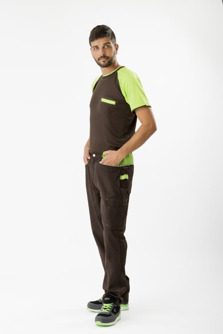 Pantalón Workteam WF1050 Marrón / Verde Lima