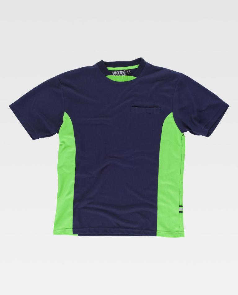 Camiseta Workteam WF1616 Marino / Verde Flúor
