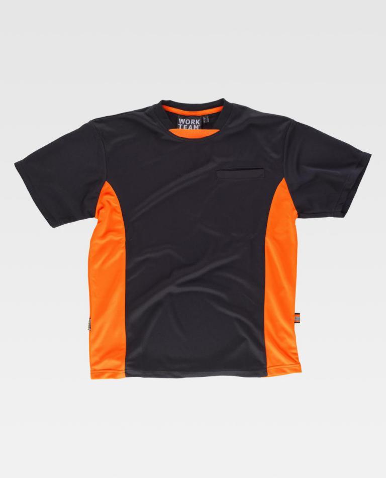 Camiseta Workteam WF1616 Negro / Naranja Flúor