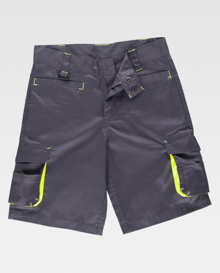 Bermuda Workteam WF1617 Gris / Amarillo Flúor