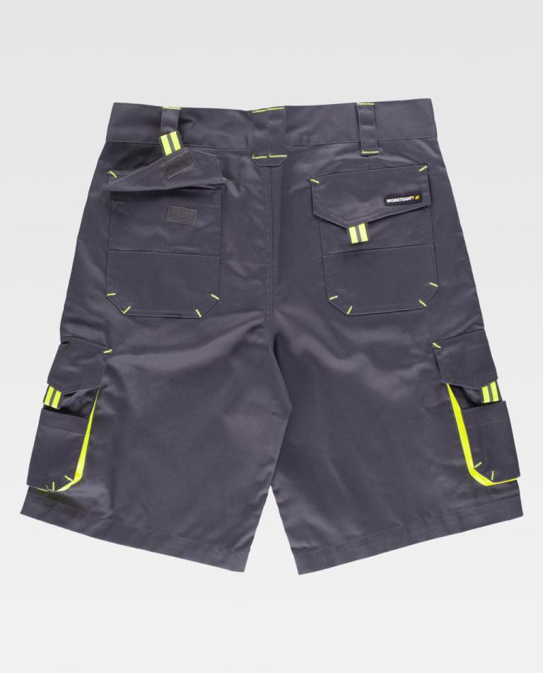 Bermuda Workteam WF1617 Gris / Amarillo Flúor