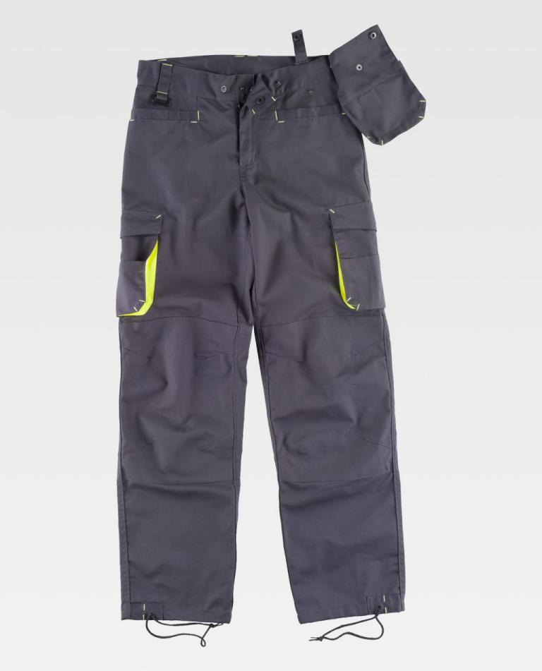 Pantalón Workteam WF1619 Gris / Amarillo Flúor