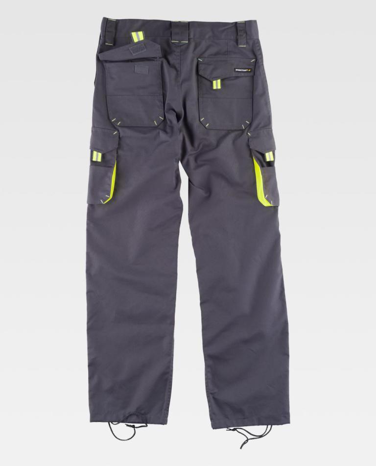 Pantalón Workteam WF1619 Gris / Amarillo Flúor