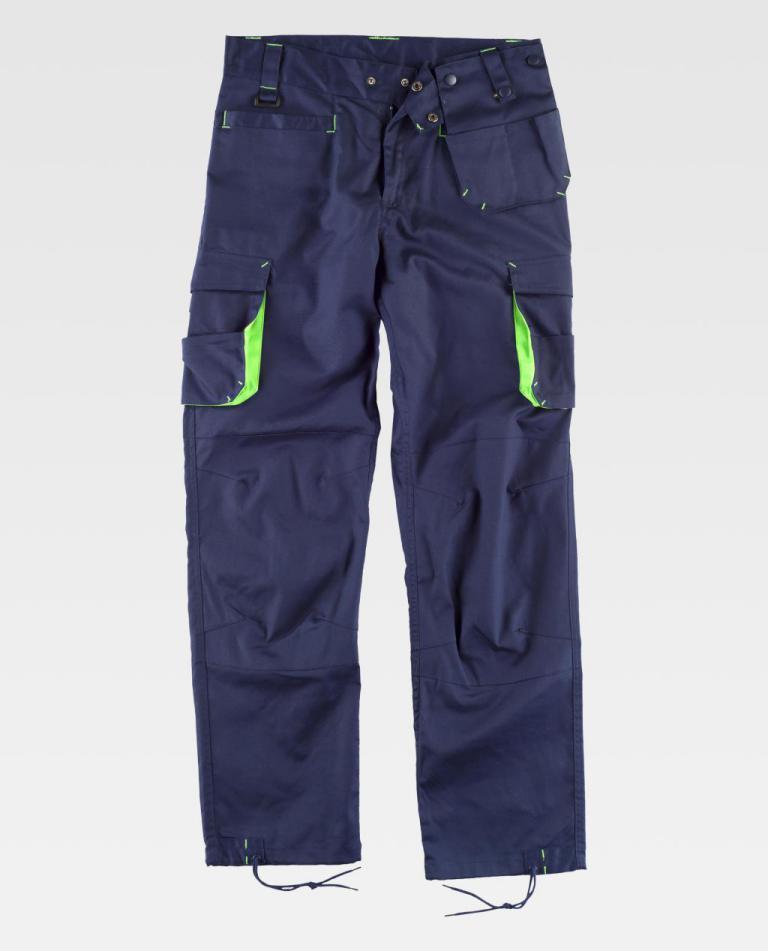 Pantalón Workteam WF1619 Marino / Verde Flúor