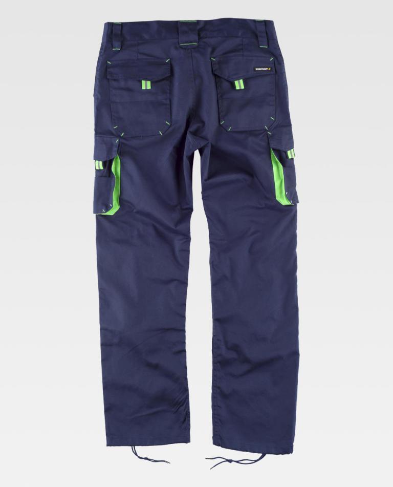Pantalón Workteam WF1619 Marino / Verde Flúor