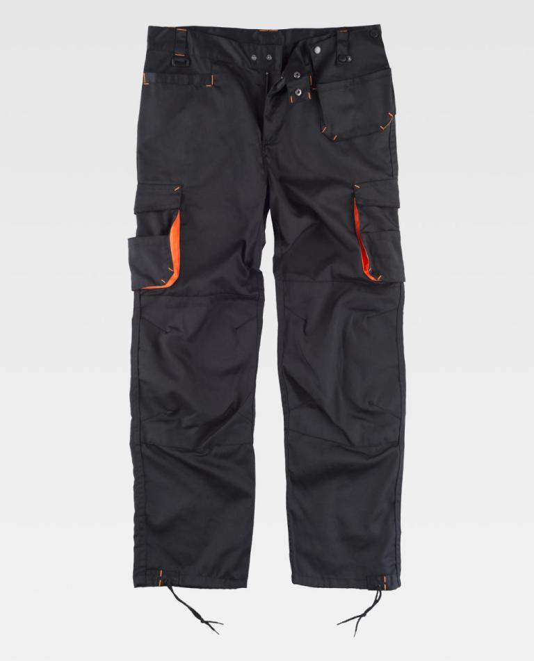 Pantalón Workteam WF1619 Negro / Naranja Flúor