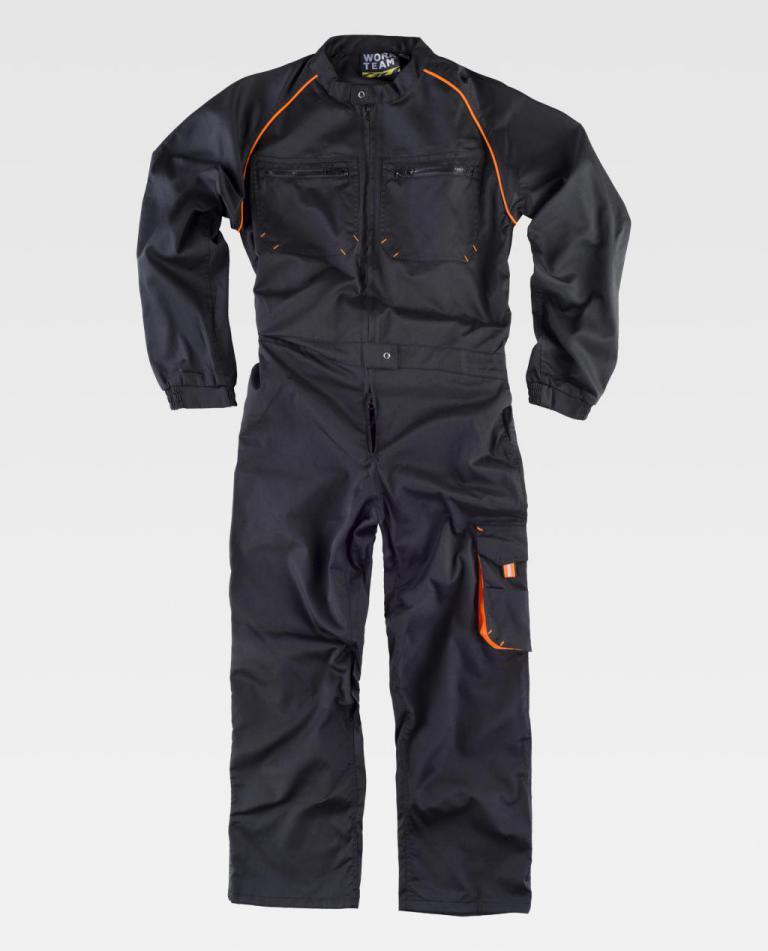 Buzo Workteam WF1642 Negro / Naranja Flúor