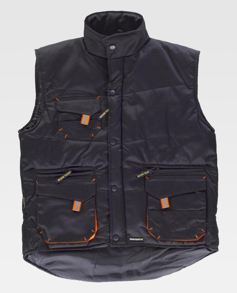 Chaleco Workteam WF1680 Negro / Naranja Flúor