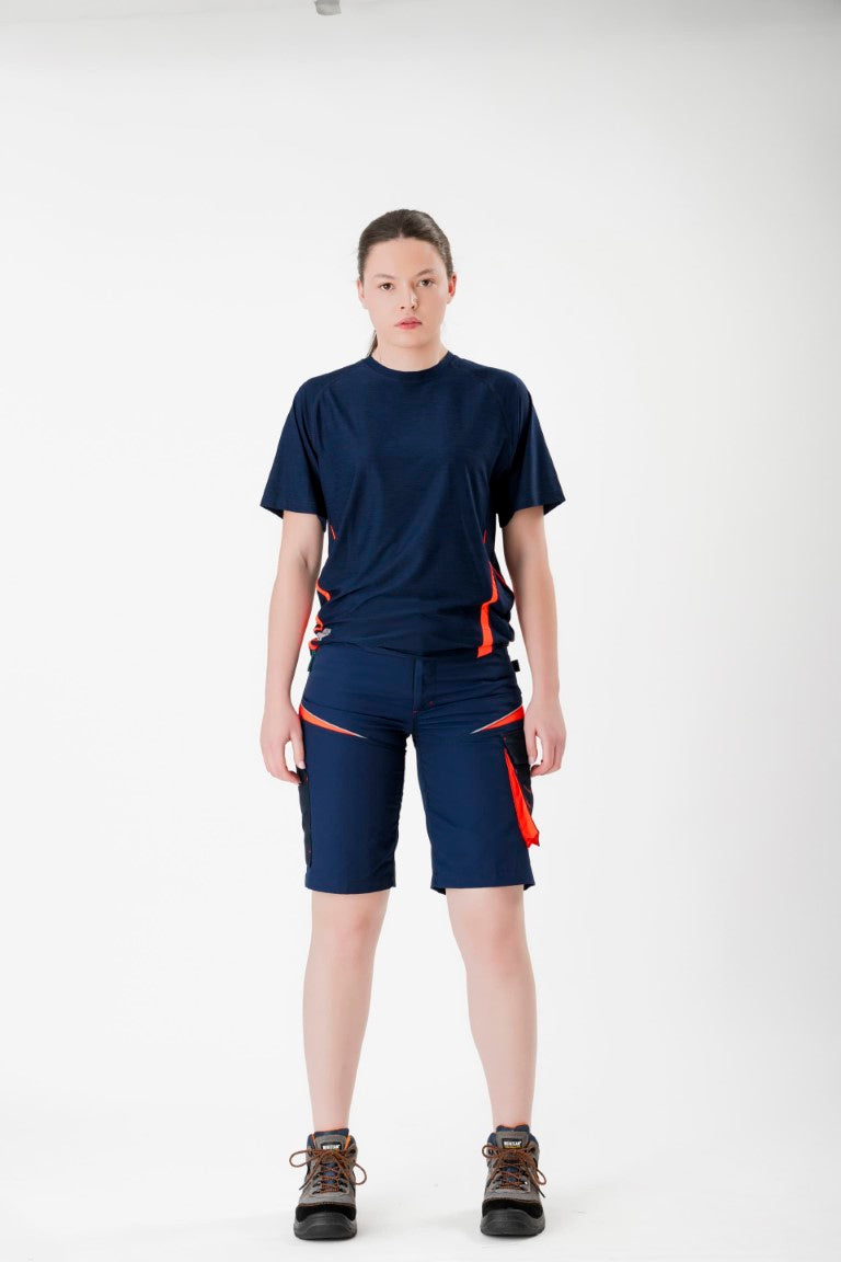 Camiseta Workteam WF2716 Marino / Rojo Flúor