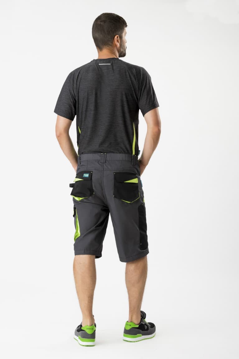 Bermuda Workteam WF2717 Gris Oscuro / Negro / Verde Lima