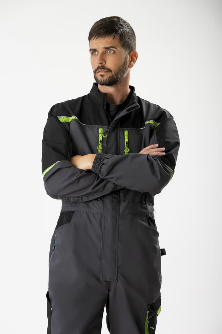 Buzo Workteam WF2720 Gris Oscuro / Negro / Verde Lima