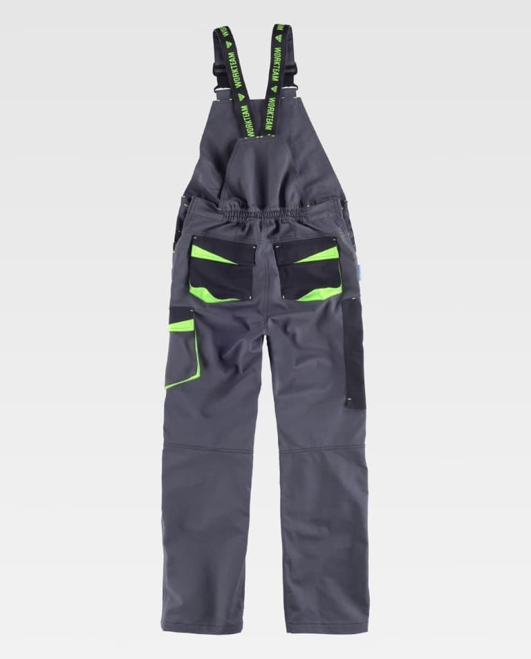 Peto Workteam WF2727 Gris Oscuro / Negro / Verde Lima