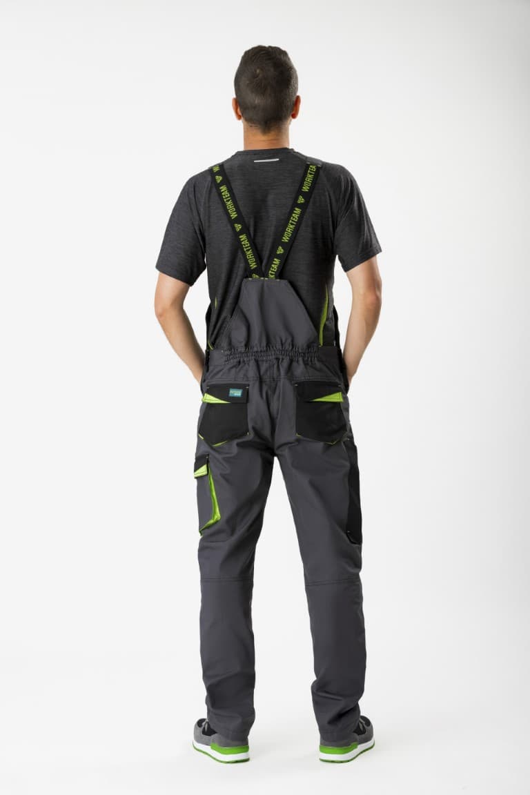 Peto Workteam WF2727 Gris Oscuro / Negro / Verde Lima