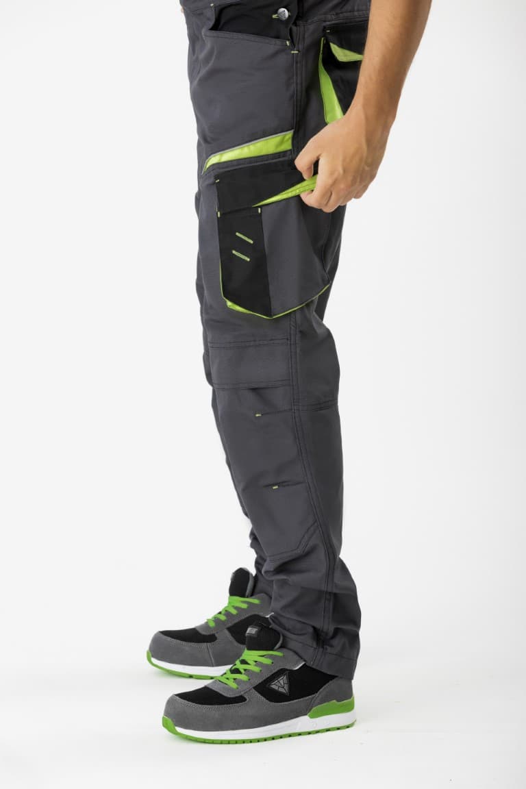 Peto Workteam WF2727 Gris Oscuro / Negro / Verde Lima