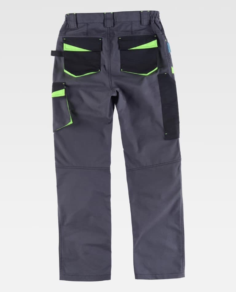 Pantalón Workteam WF2750 Gris Oscuro / Negro / Verde Lima