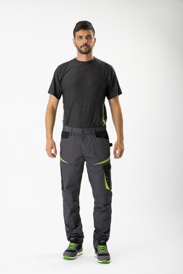 Pantalón Workteam WF2750 Gris Oscuro / Negro / Verde Lima