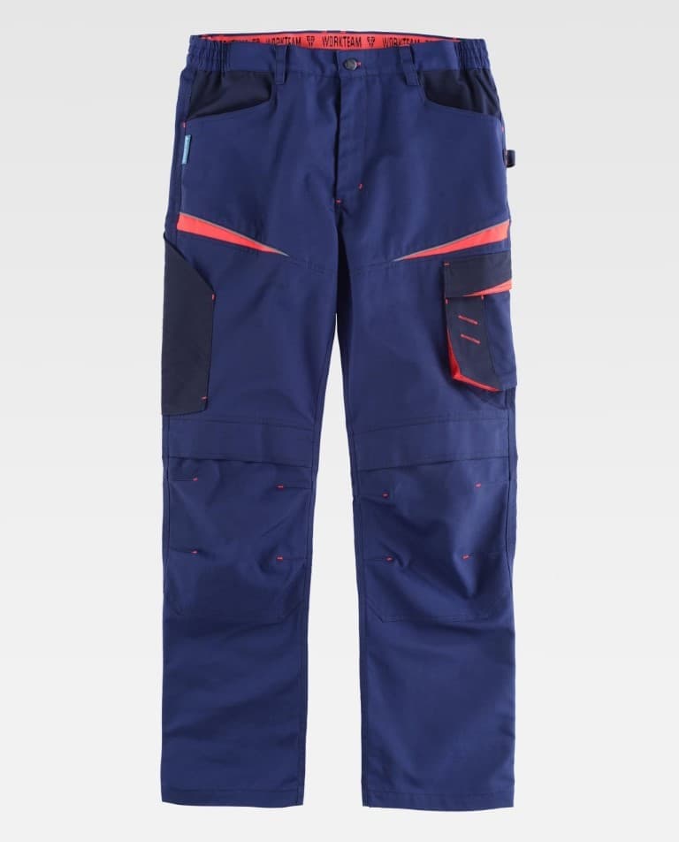 Pantalón Workteam WF2750 Marino / Marino Oscuro / Rojo Flúor