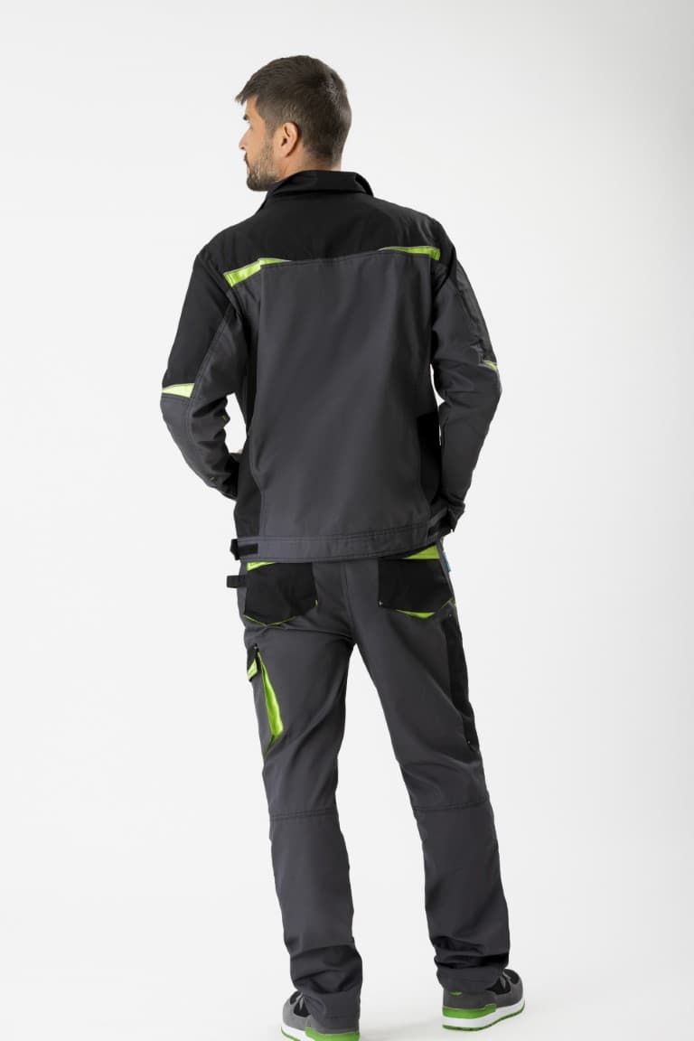 Cazadora Workteam WF2752 Gris Oscuro / Negro / Verde Lima