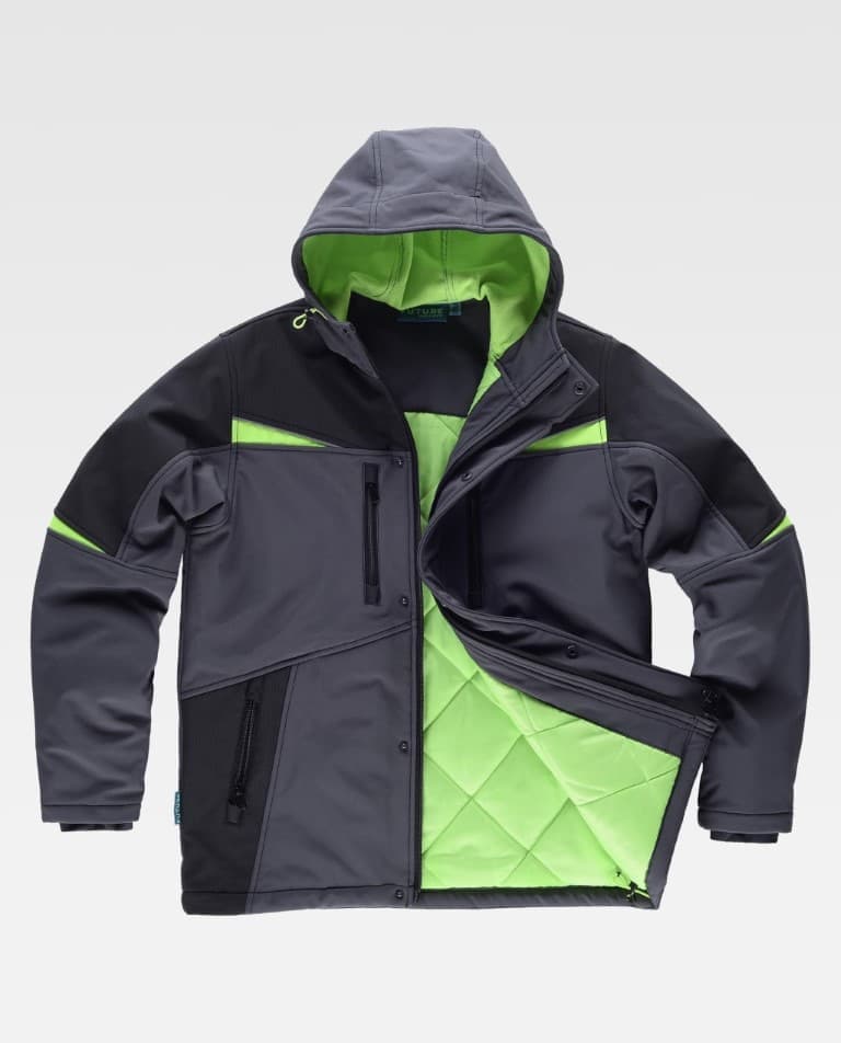 Parka Workteam WF2758 Gris Oscuro / Negro / Verde Lima