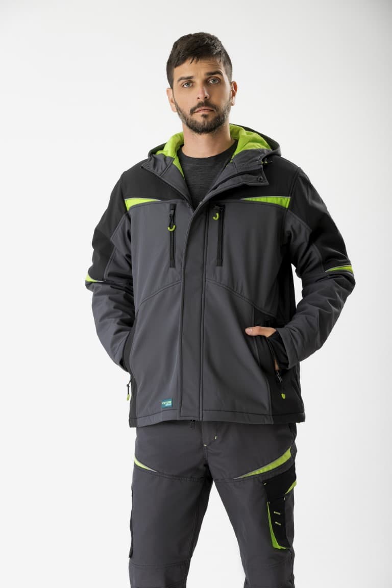 Parka Workteam WF2758 Gris Oscuro / Negro / Verde Lima