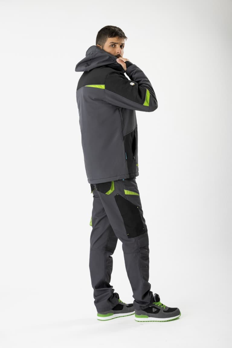 Parka Workteam WF2758 Gris Oscuro / Negro / Verde Lima