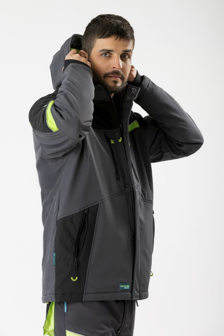 Parka Workteam WF2758 Gris Oscuro / Negro / Verde Lima