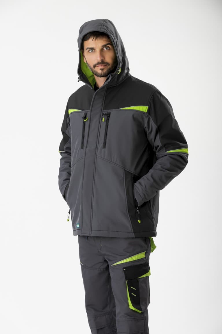 Parka Workteam WF2758 Gris Oscuro / Negro / Verde Lima