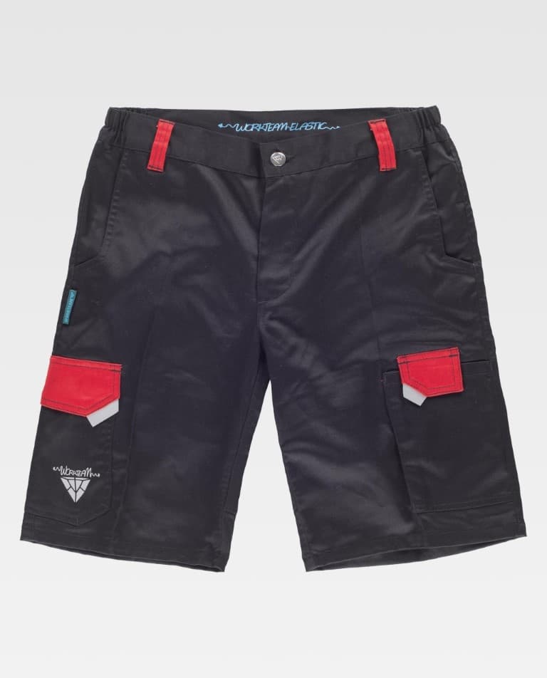 Bermuda Workteam WF2817 Negro / Rojo