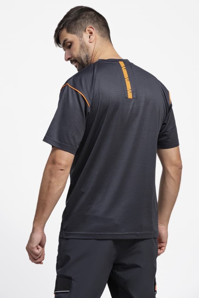 Camiseta Workteam WF3016 Gris Oscuro / Naranja Flúor