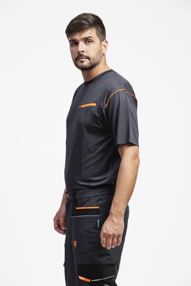 Camiseta Workteam WF3016 Gris Oscuro / Naranja Flúor