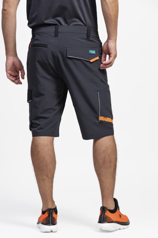 Bermuda Workteam WF3017 Gris Oscuro / Negro / Naranja Flúor